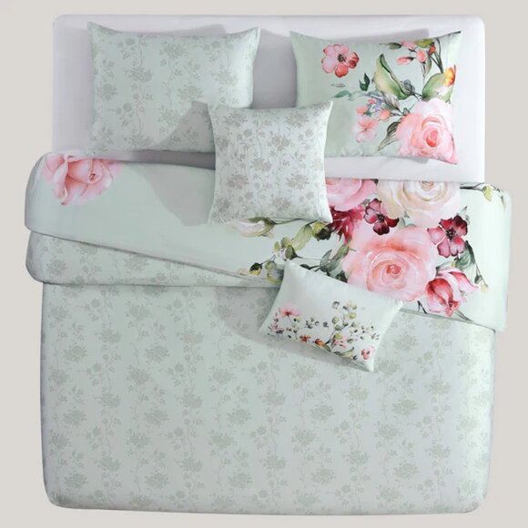 Bebejan Rose on Misty Green Reversible King Comforter Set - Picture 6 of 6